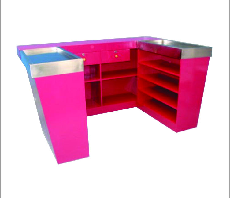 U-type Metal with Stainless-top Cashier Counter